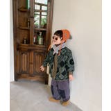 カーキ | 韓国子供服 バンダナ模様中綿ボアジャケット キッズ | aimoha kids