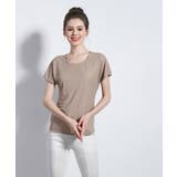 BROWN | Ladiesリネン混素材ベーシックTeeシャツ | aimoha 