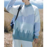 ブルー | グラデーション迷彩柄ニット風スウェット セーター カップル | HOOK