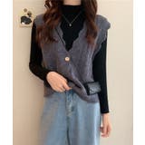 グレー | シンプルニットベスト ベスト レディース | aimoha