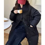 ブラック | ニット衿ロングダウンコート | aimoha