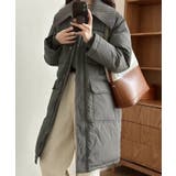 グレージュ | ニット衿ロングダウンコート | aimoha