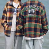 チェックシャツ アメカジ配色チェック柄バック刺繍ビッグシャツ 韓国ファッション | HOOK | 詳細画像1