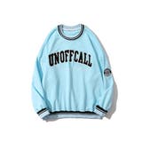 ブルー | アメカジロゴ刺繍 配色ボーダーリブスウェット トレーナー | HOOK