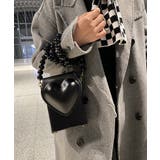 ブラック | 韓国風ハート市松文様ミニバッグ ショルダーバッグ レディース | aimoha