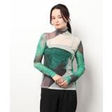 アート配色透け感カットソー レディース 長袖 | aimoha | 詳細画像7