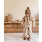 韓国子供服 ベア刺繍暖かいボアスウェット+ボトム上下セット セットアップ | aimoha kids | 詳細画像4
