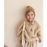 韓国子供服 ベア刺繍暖かいボアスウェット+ボトム上下セット セットアップ | aimoha kids | 詳細画像5