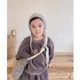 韓国子供服 ベア刺繍暖かいボアスウェット+ボトム上下セット セットアップ | aimoha kids | 詳細画像11