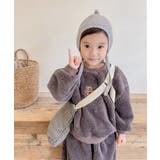 韓国子供服 ベア刺繍暖かいボアスウェット+ボトム上下セット セットアップ | aimoha kids | 詳細画像13