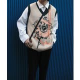レトロ調ひまわり模様ステッチフリンジvネックニットベスト ストリート系 ロンT | HOOK | 詳細画像33