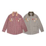 【HOOK】レトロ調刺繍チェック柄長袖シャツ | HOOK | 詳細画像1