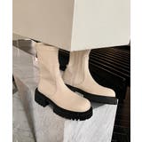 ベージュ | 厚底ソールストレッチショートブーツ 韓国ファッション ワンピース | aimoha 
