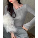 グレー | ミニ丈ハートネックリブニットトップス 韓国ファッション ニット | aimoha 