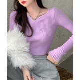 ミニ丈ハートネックリブニットトップス 韓国ファッション ニット | aimoha  | 詳細画像5 