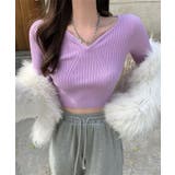 ミニ丈ハートネックリブニットトップス 韓国ファッション ニット | aimoha  | 詳細画像6 