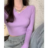 ミニ丈ハートネックリブニットトップス 韓国ファッション ニット | aimoha  | 詳細画像9 