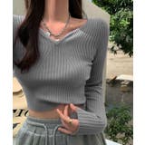 ミニ丈ハートネックリブニットトップス 韓国ファッション ニット | aimoha  | 詳細画像12 