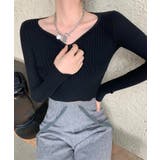 ミニ丈ハートネックリブニットトップス 韓国ファッション ニット | aimoha  | 詳細画像17 