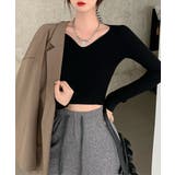ミニ丈ハートネックリブニットトップス 韓国ファッション ニット | aimoha  | 詳細画像18 