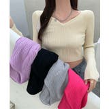 ミニ丈ハートネックリブニットトップス 韓国ファッション ニット | aimoha  | 詳細画像32 