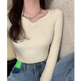 ミニ丈ハートネックリブニットトップス 韓国ファッション ニット | aimoha  | 詳細画像35 