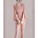 ピンク | ケープジャケット風スーツセットアップ 韓国ファッション ハイウエスト | aimoha 