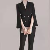 ケープジャケット風スーツセットアップ 韓国ファッション ハイウエスト | aimoha  | 詳細画像1 