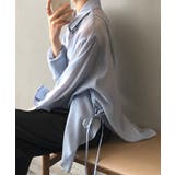 ブルー | 韓国風脇紐透け感UVカットブラウス 長袖 tシャツ | aimoha 