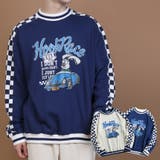 スウェット ブロックチェック切り替えプリントハイネックスウェットストリート系 | HOOK | 詳細画像1