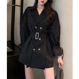 ブラック | 【Jasmine】ミニ丈トレンチコート＆トレンチワンピース 韓国ファッション ツ… | aimoha 