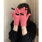 ピンク | 【Jasmine】リボンリブニット手袋【AW】 | aimoha 