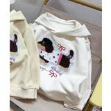 オフホワイト | 【aimoha KIDS】キッズドッグワッペンパーカー | aimoha kids
