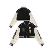 ブラック(CB柄) | ブルゾンアメカジワッペン刺繍スタジャンジャケット クロップド丈 ストリート系 | HOOK