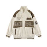 ベージュ | ブルゾン【HOOK】アメカジワッペン刺繍配色切り替えハイネックブルゾン ストリー… | HOOK