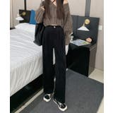 ブラック | コーディロイタックワイドパンツ フルレングスパンツ ロング丈 | aimoha