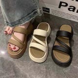 【shoes 365】ダブルストラップ厚底サンダル | aimoha | 詳細画像1