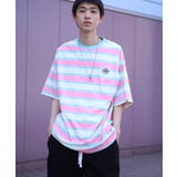 ピンク | HOOK -original- ワッペン刺繍入り配色ボーダー半袖TEE【SS】 | HOOK