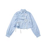 【HOOK】for girls  アシメトリーシャーリングストライプ柄シャツ | HOOK | 詳細画像7 