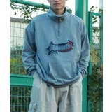 ライトブルー | HOOK  original  アメカジパッチ刺繍デニム風ウォッシュハーフジップ | HOOK