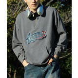 インディゴ | HOOK  original  アメカジパッチ刺繍デニム風ウォッシュハーフジップ | HOOK