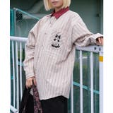 ベージュ | HOOK original ニャンコ刺繍チェック柄デニム襟長袖オーバーシャツ | HOOK
