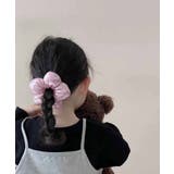 【aimoha-KIDS-】チェック柄フラワーヘアゴム シュシュ | aimoha kids | 詳細画像1