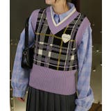 【HOOK】for girls ハートワッペンチェック柄ニットベスト | HOOK | 詳細画像28