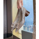 シルバー | キラキララメの太ヒールビジューパンプス韓国ファッション ワンピース 韓国 | aimoha