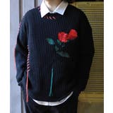ワッフル編み手縫いステッチバラ刺繍ニット風スウェット ストリート系 オラオラ系 | HOOK | 詳細画像4