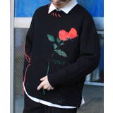 ワッフル編み手縫いステッチバラ刺繍ニット風スウェット ストリート系 オラオラ系 | HOOK | 詳細画像6