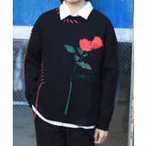 ワッフル編み手縫いステッチバラ刺繍ニット風スウェット ストリート系 オラオラ系 | HOOK | 詳細画像5