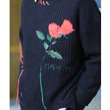 ワッフル編み手縫いステッチバラ刺繍ニット風スウェット ストリート系 オラオラ系 | HOOK | 詳細画像12