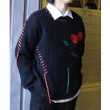 ワッフル編み手縫いステッチバラ刺繍ニット風スウェット ストリート系 オラオラ系 | HOOK | 詳細画像24